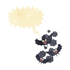 cartoon bats with speech bubble