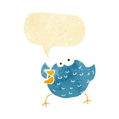 cartoon happy bird with speech bubble N3