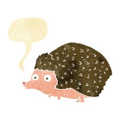 cartoon hedgehog with speech bubble N2
