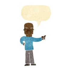 cartoon pointing man with speech bubble N7
