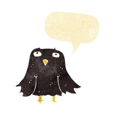 Cartoon owl with speech bubble N10