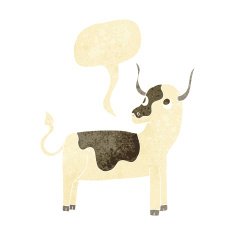 cartoon cow with speech bubble N4