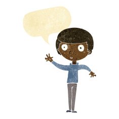 cartoon staring boy with speech bubble N3