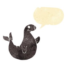 cartoon seal with speech bubble N2