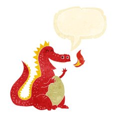 cartoon fire breathing dragon with speech bubble N2