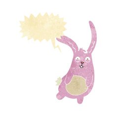 funny cartoon rabbit with speech bubble N2