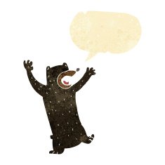 cartoon black bear with speech bubble N11