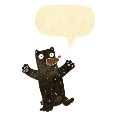 cartoon black bear with speech bubble N12