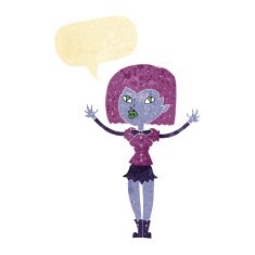 cartoon vampire girl with speech bubble N19