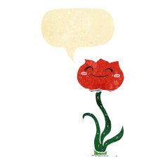 cartoon flower with speech bubble N8
