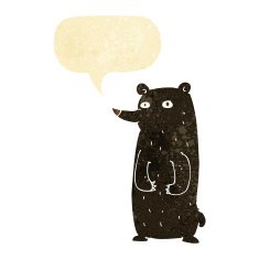 funny cartoon black bear with speech bubble N3