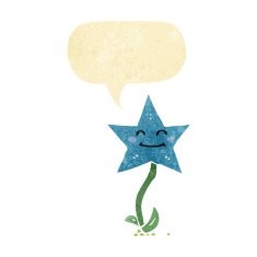 cartoon star flower with speech bubble N2
