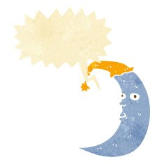 sleepy moon cartoon with speech bubble N2