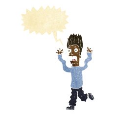 cartoon terrified man with speech bubble N14