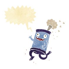 cartoon crazy soda can with speech bubble N2