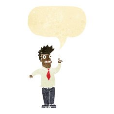cartoon man with idea speech bubble N7