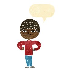cartoon proud man with speech bubble