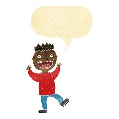 cartoon crazy happy man with speech bubble