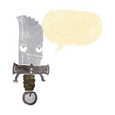 knife cartoon character with speech bubble