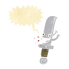 crazy knife cartoon character with speech bubble N2
