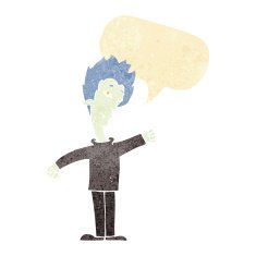 cartoon vampire man with speech bubble N14