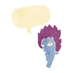 cartoon vampire head with speech bubble N3