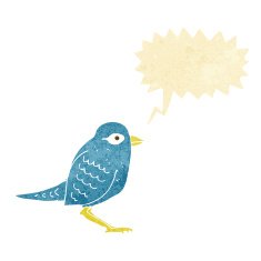 cartoon garden bird with speech bubble N3