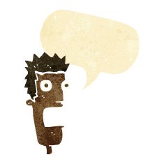 cartoon shocked man's face with speech bubble