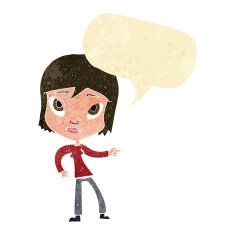 cartoon pointing woman with speech bubble N3