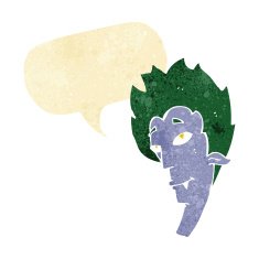 cartoon vampire head with speech bubble N4