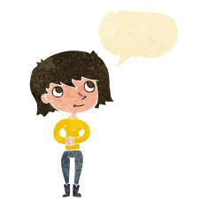cartoon friendly woman with speech bubble N9