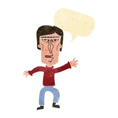 cartoon angry man waving warning with speech bubble N2