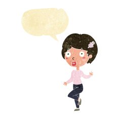 cartoon surprised woman with speech bubble N20