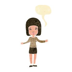 cartoon annoyed woman with speech bubble N15