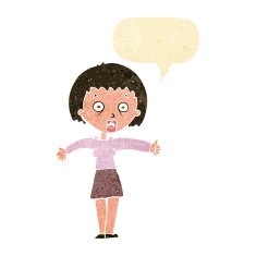 cartoon amazed woman with speech bubble N2