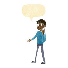 cartoon man asking question with speech bubble N7