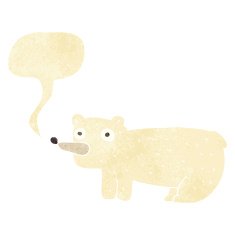 funny cartoon polar bear with speech bubble N2