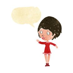 cartoon pretty woman with speech bubble N16