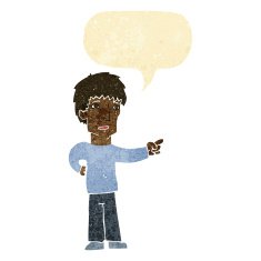 cartoon pointing man with speech bubble N9