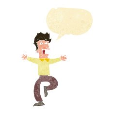 cartoon terrified man with speech bubble N15