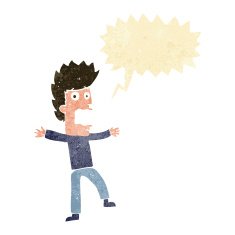 cartoon terrified man with speech bubble N17