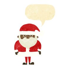cartoon happy santa claus with speech bubble