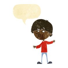 cartoon curious man with speech bubble N10
