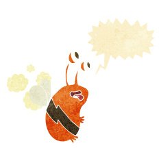 cartoon funny bee with speech bubble
