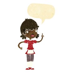 cartoon maid with speech bubble N3