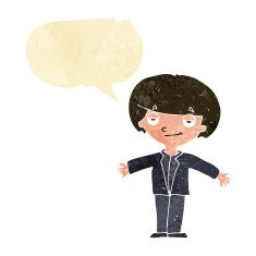 cartoon smug boy with speech bubble N2
