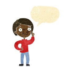 cartoon boy with idea speech bubble N14