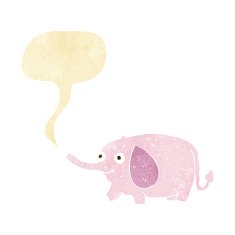 cartoon funny little elephant with speech bubble