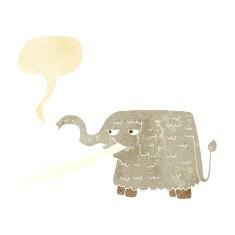 cartoon woolly mammoth with speech bubble N2