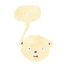 cartoon polar bear face with speech bubble N5